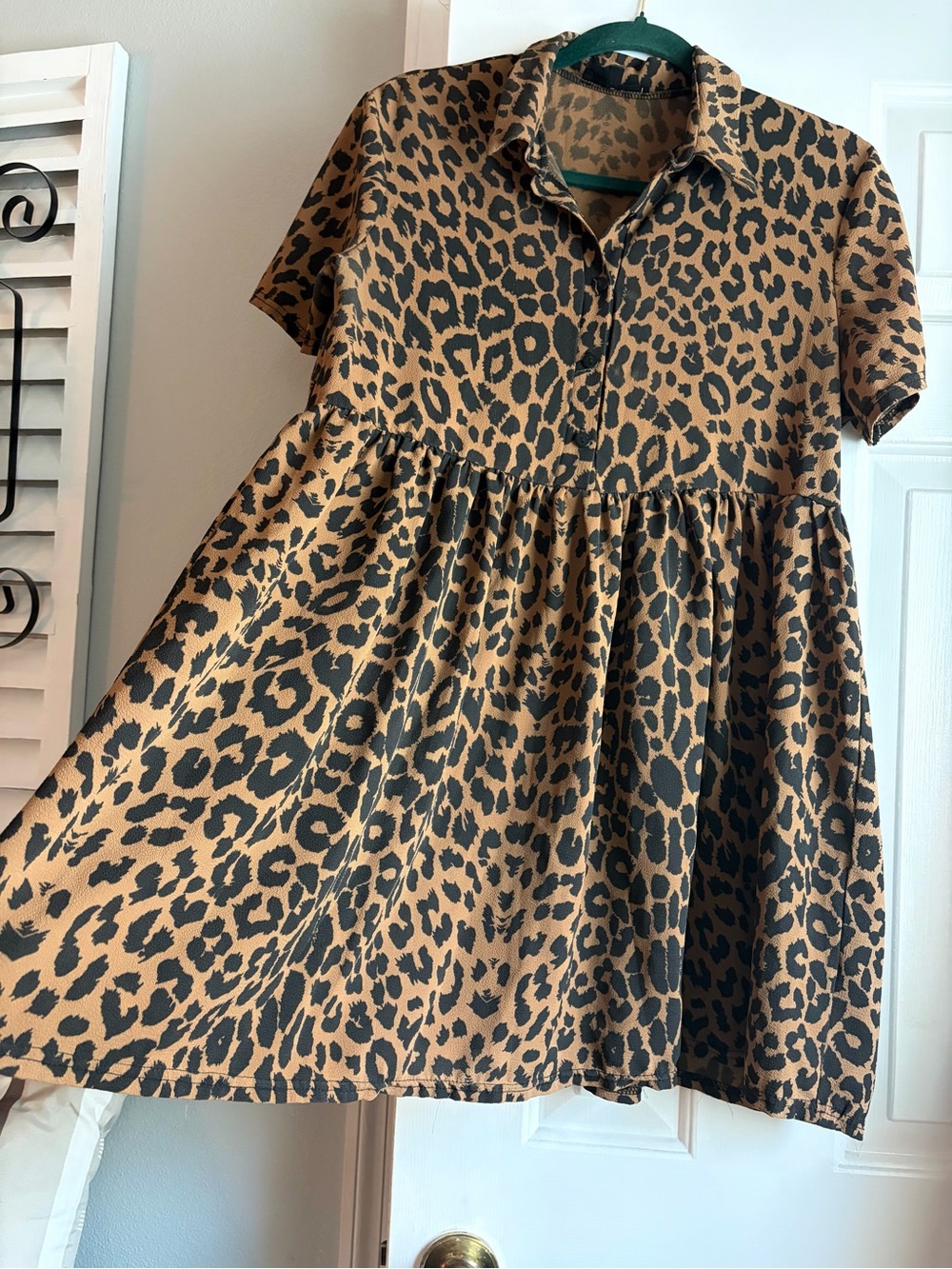 Missguided Leopard Print Short Sleeve Mini Dress - Tan & Black
